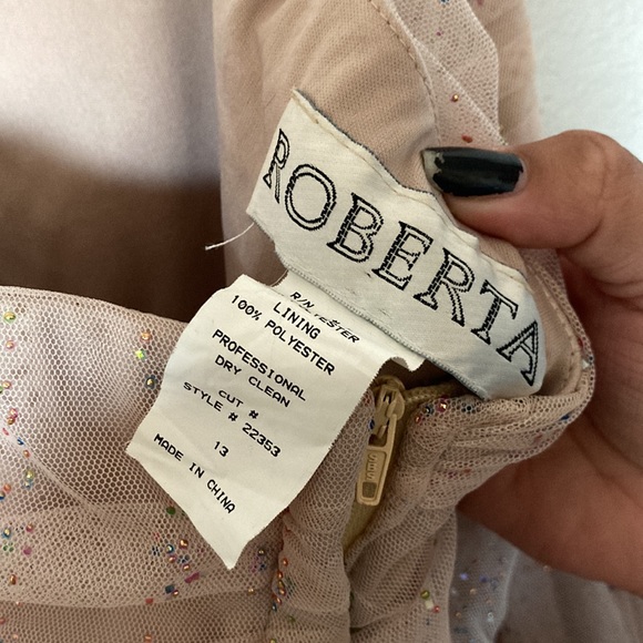 Fairy core mermaid ruffled beige nude cream tan sparkly glitter multicolor dress - Picture 9 of 11